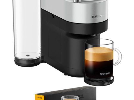 Nespresso Vertuo Pop+ Deluxe Espresso Machine (Silver) w  Voltesso Capsules 10-Pack Cheap