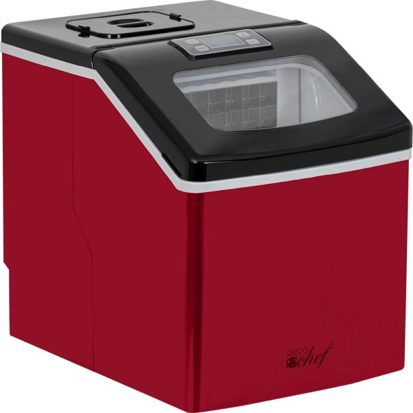 Deco Chef Countertop Portable Ice Maker for Home or Office, 40 lb Day, Red with Black Lid For Sale